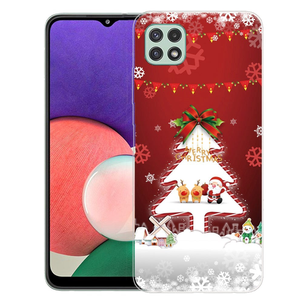 Samsung Galaxy A22 (5G) TPU plast juledeksel - god jul - juletre og snøflak