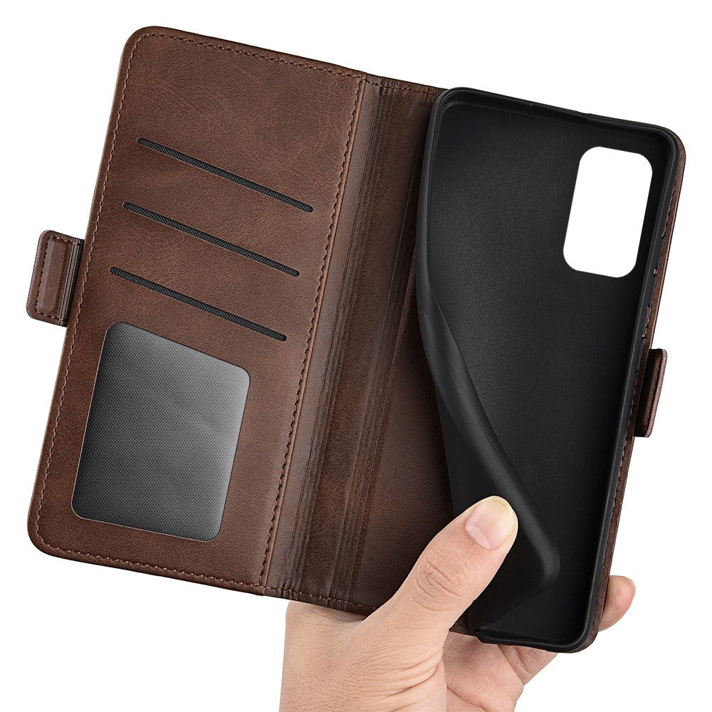 Samsung Galaxy M52 (5G) Flip-deksel i mykt skinn m. Lommebok - Mørkebrun