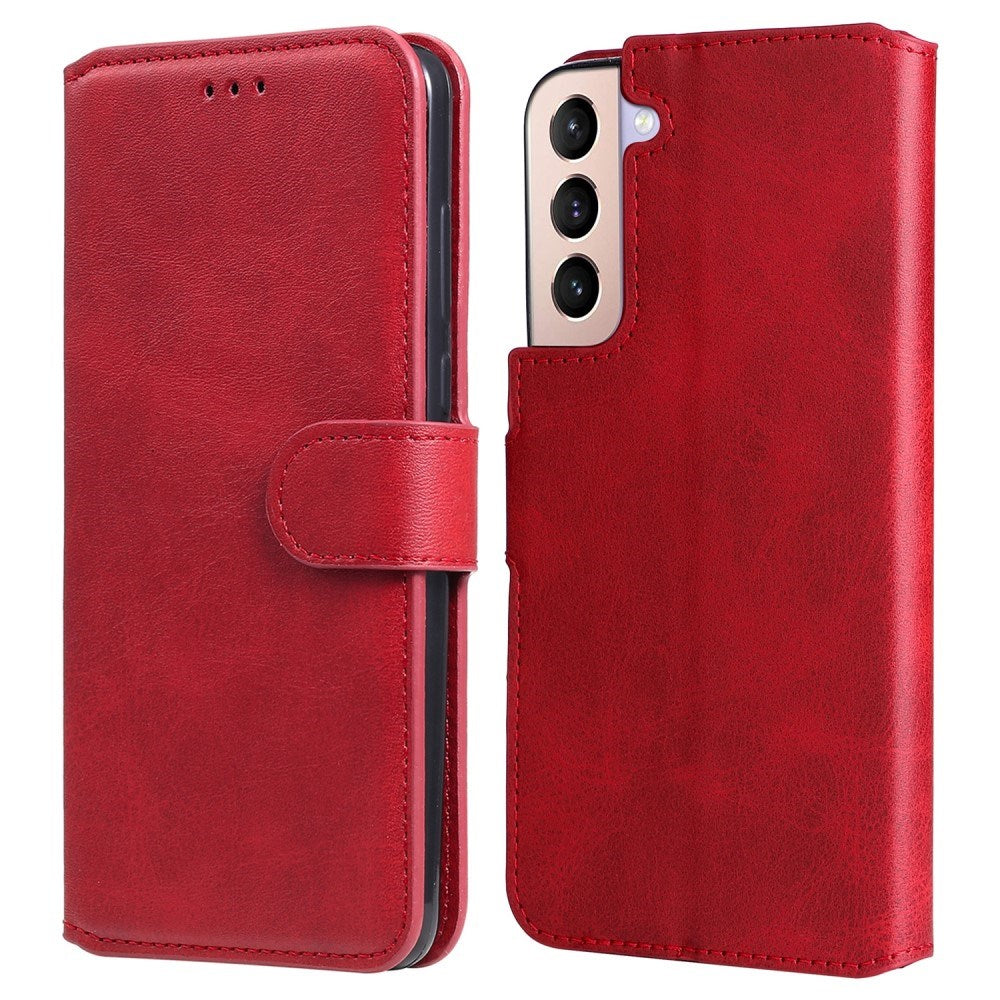 Samsung Galaxy S22+ (Plus) - EIDERWOOD Faux Leather Flip Cover m. Kortholder og stativ funksjon - rød