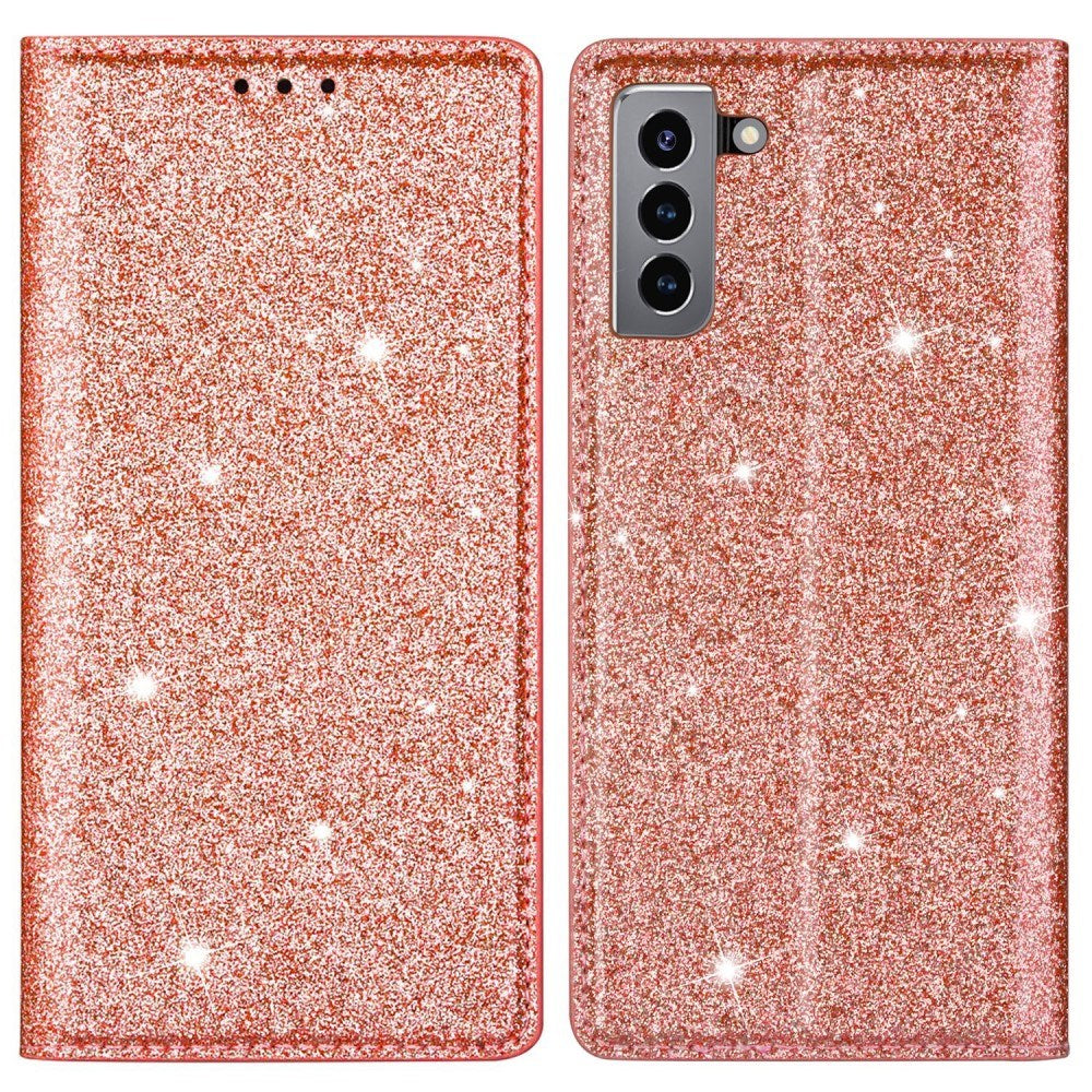 EIDERWOOD Samsung Galaxy S22+ (Plus) Faux Leather Flip Cover m. Lommebok og stativfunksjon - Glitter - Rose gull