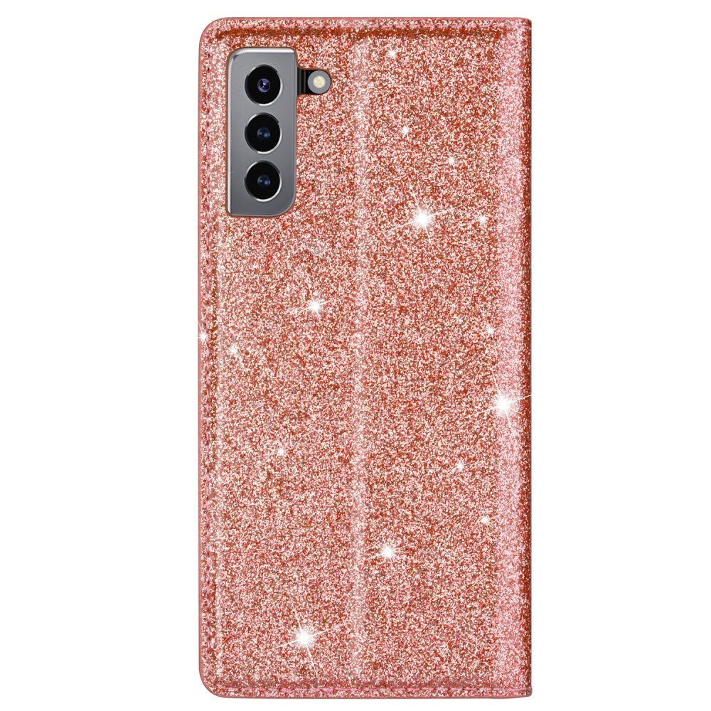 EIDERWOOD Samsung Galaxy S22+ (Plus) Faux Leather Flip Cover m. Lommebok og stativfunksjon - Glitter - Rose gull