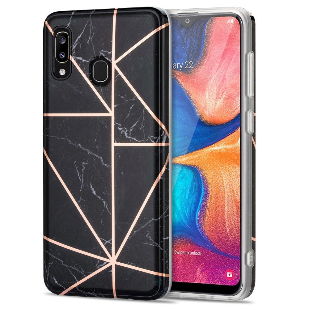 Samsung Galaxy A30 Fleksibelt TPU Plastic Bakdeksel - Marmor - Svart