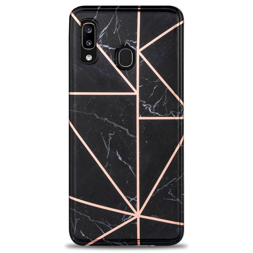Samsung Galaxy A30 Fleksibelt TPU Plastic Bakdeksel - Marmor - Svart