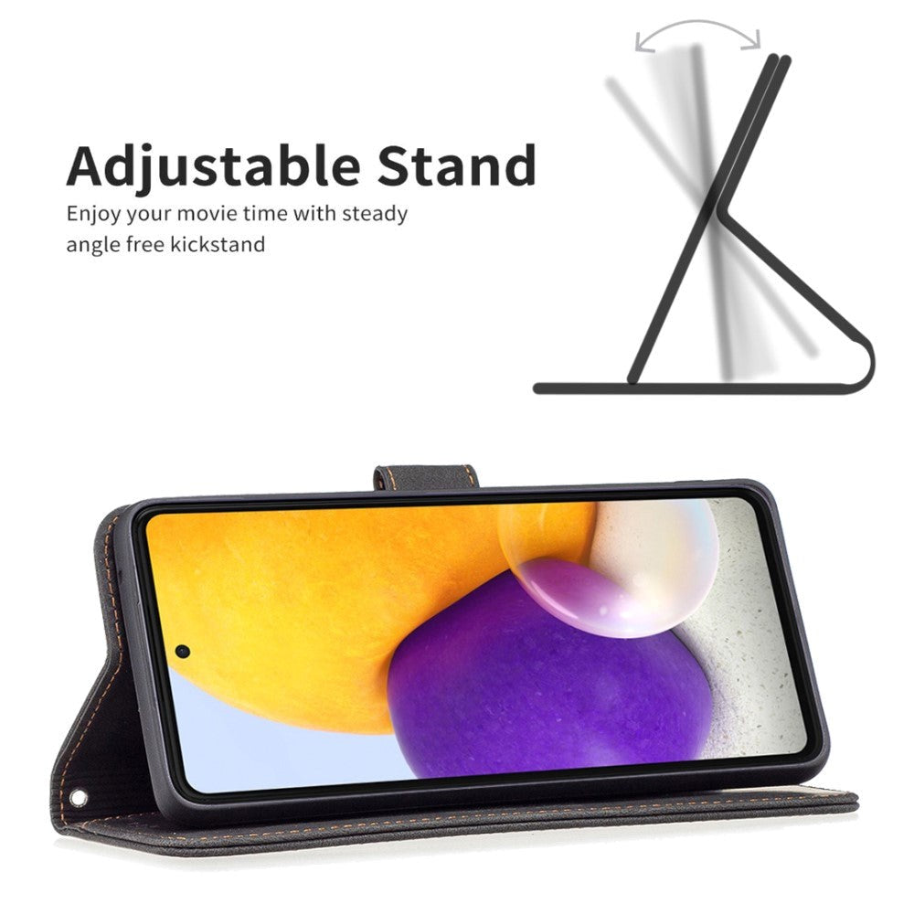 Samsung Galaxy A73 (5G) BINFEN Flip-deksel i mykt skinn m. Lommebok - Ekstern magnetisk klaff - Svart