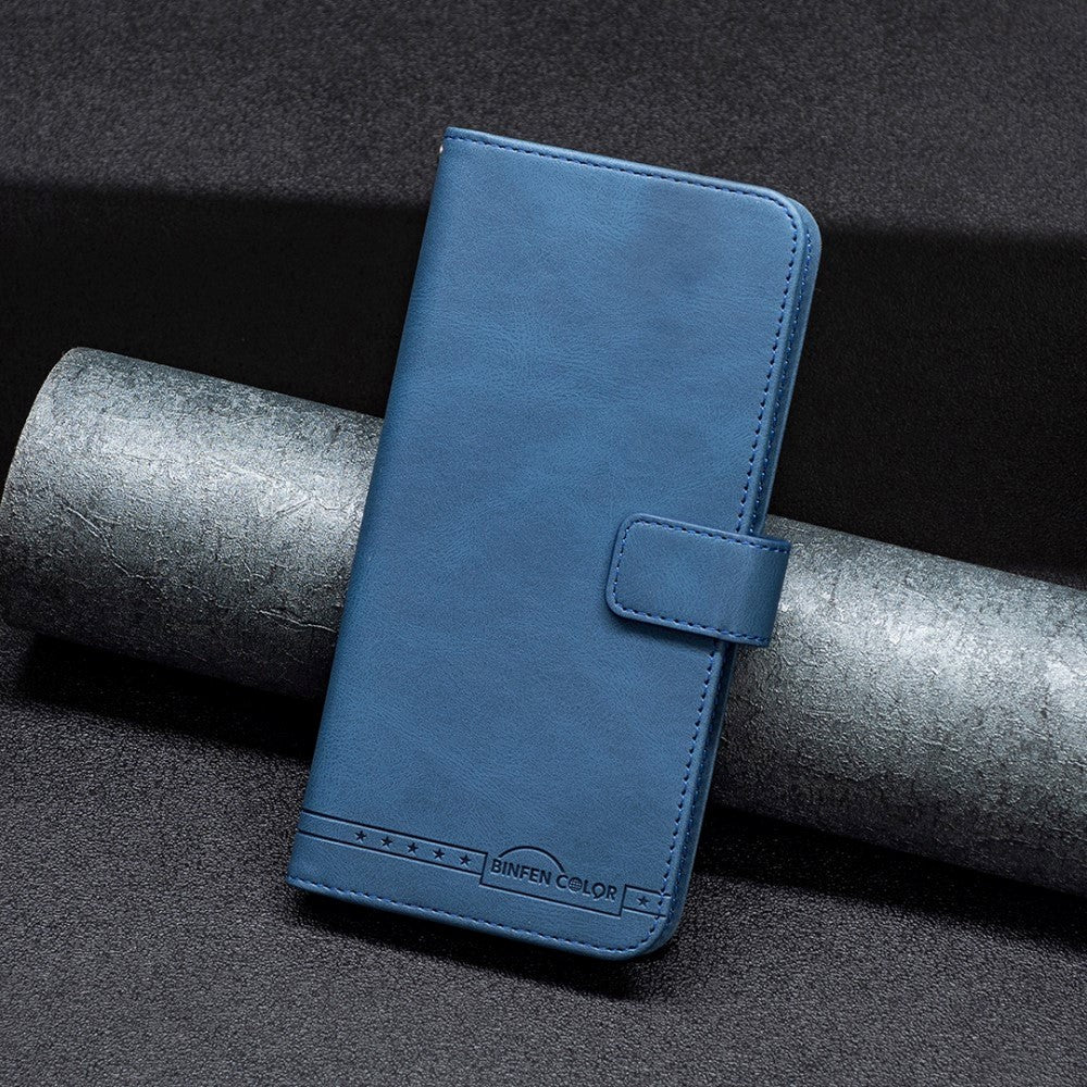 Samsung Galaxy A73 (5G) BINFEN Flip-deksel i mykt skinn m. Lommebok - Utvendig magnetklaff - Blå