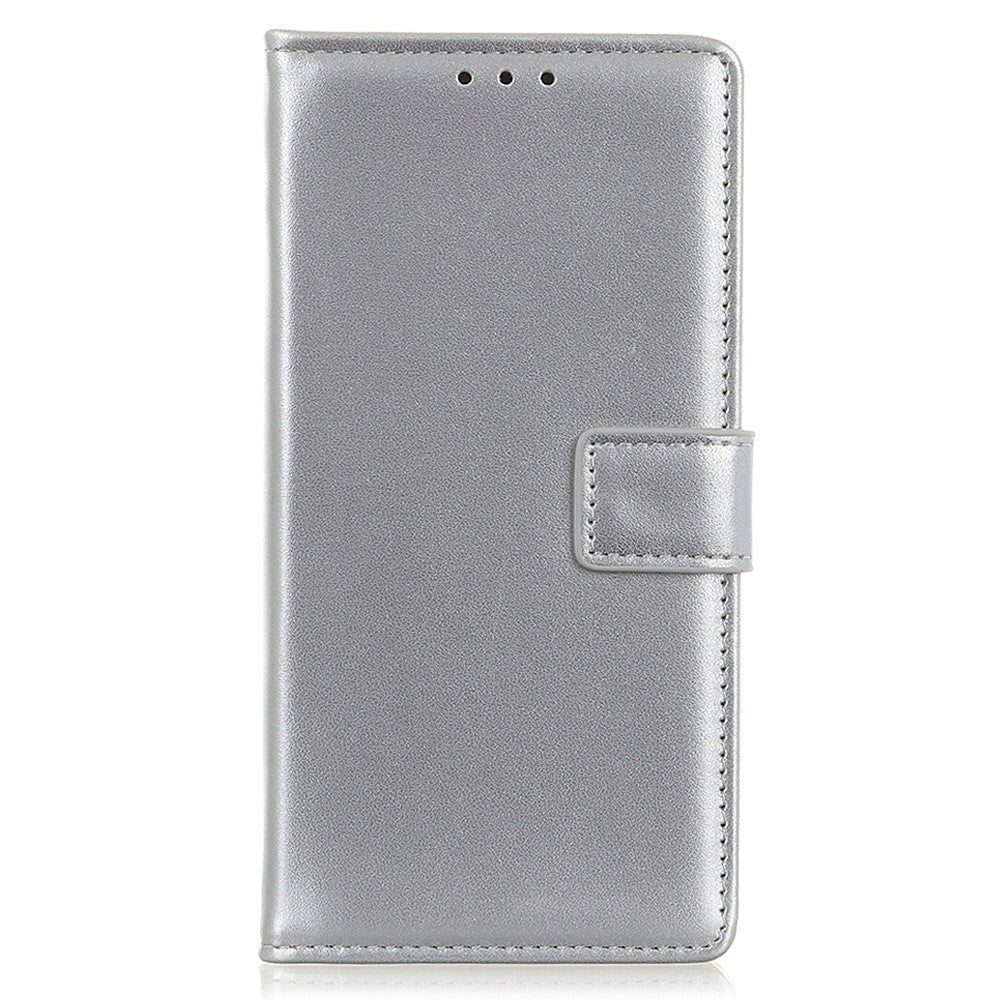 Samsung Galaxy M33 Leather Flip Cover m. Lommebok & Kickstand - Sølv