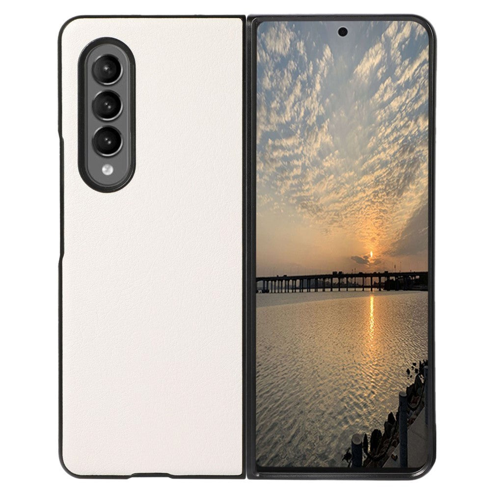 Samsung Galaxy Z Fold4 5G Leather Litchi Bakdeksel - Hvit