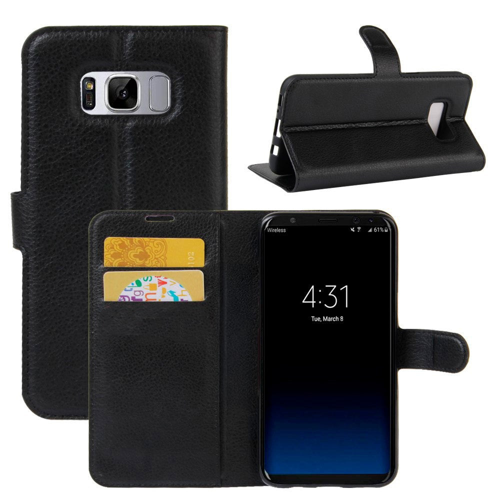 Samsung Galaxy S8 Plus PU Leather Flip Cover m. Kortholder - Sort