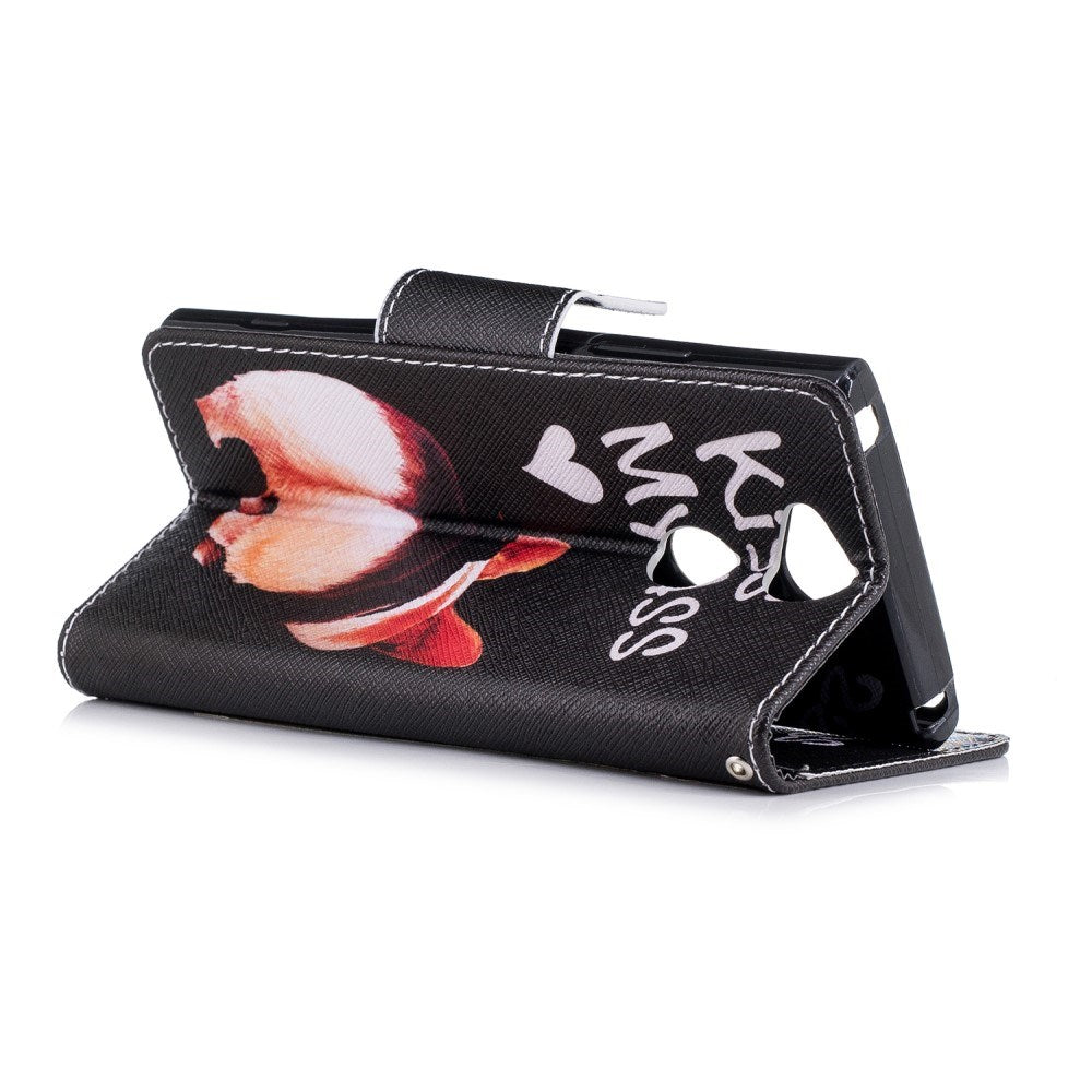 Sony Xperia XA2 Kunstlæder Flipcover m. Kortholder - Kiss