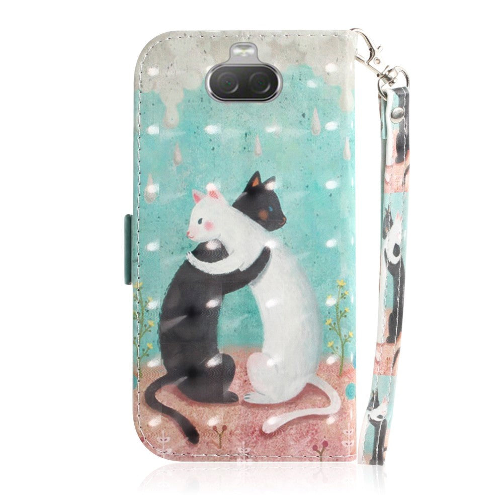 Sony Xperia 10 Light Spot Leather Flip Cover - Hugging Cats