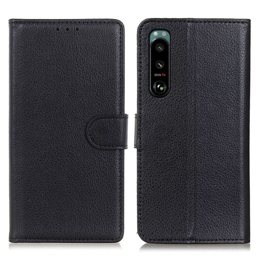 EIDERWOOD Sony Xperia 5 III Leather Flip Cover m. Lommebok - Svart