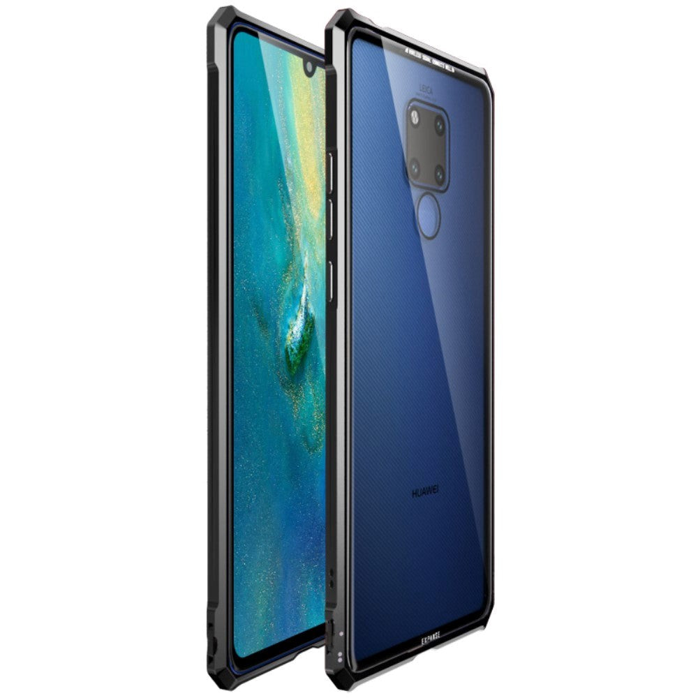Huawei Mate 20 X deksel m. Metal Bumper & Glass Back - Svart
