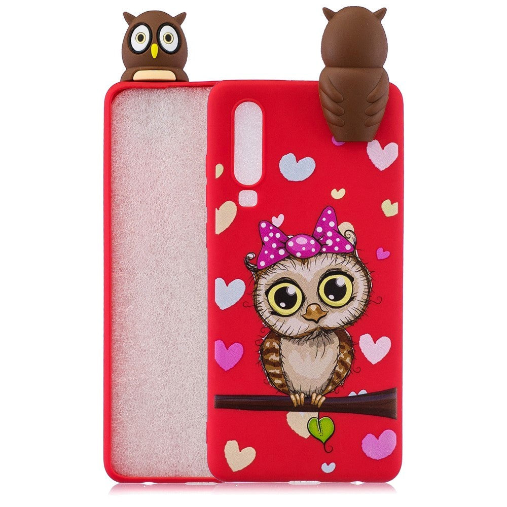 Huawei P30 fleksibelt plastdeksel 3D Owl