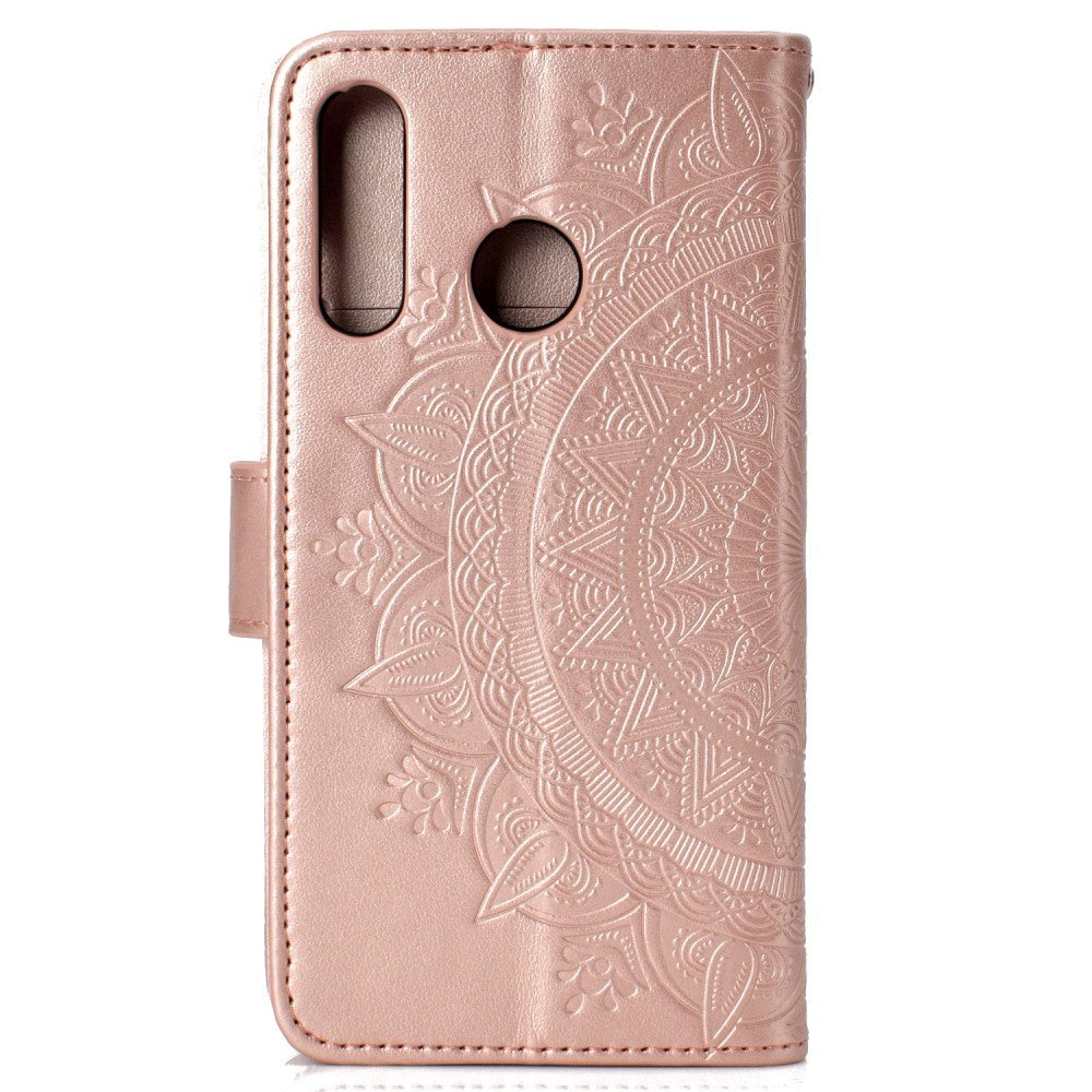 Huawei P30 Lite Leather Flip Cover m. Lommebok - Mandala mønster rosegull