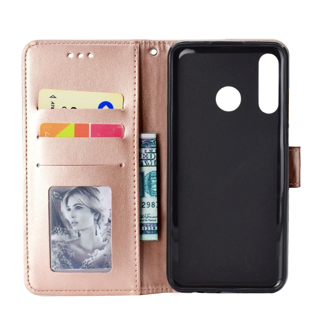 Huawei P30 Lite Leather Flip Cover m. Lommebok - Mandala mønster rosegull