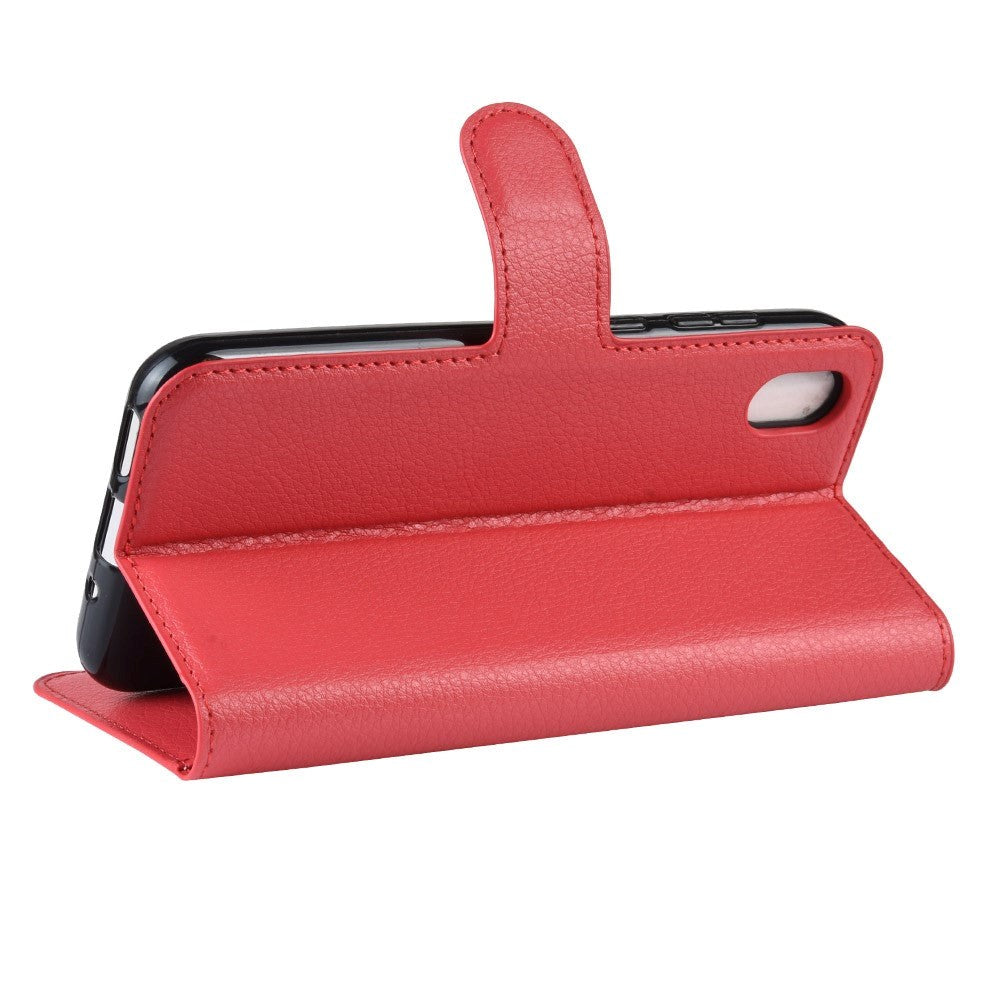 Huawei Y5 (2019) Litchi Leather Flip Cover m. Lommebok - Rød