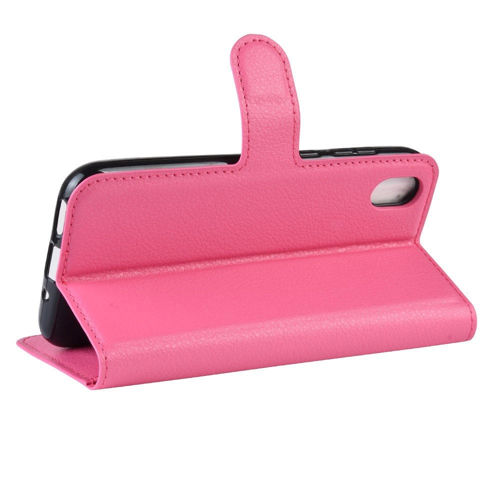Huawei Y5 (2019) Litchi Leather Flip Cover m. Lommebok - Rosa