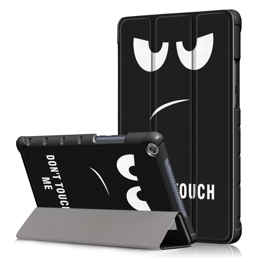 Huawei MediaPad M5 Lite 8 skinndeksel m. Folding & Stand-funksjon - Angry Smiley "Don't Touch Me"
