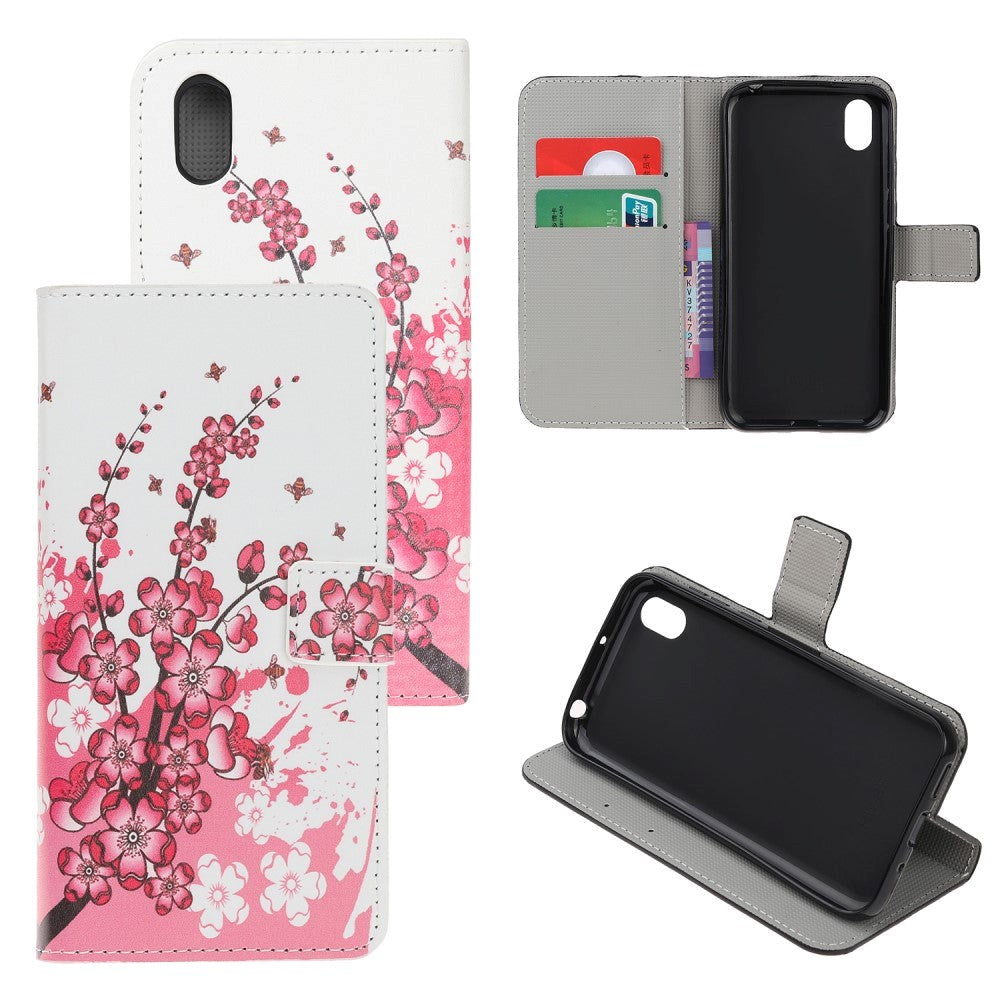 Huawei Y5 (2019) Flip Cover m. Rosa blomster