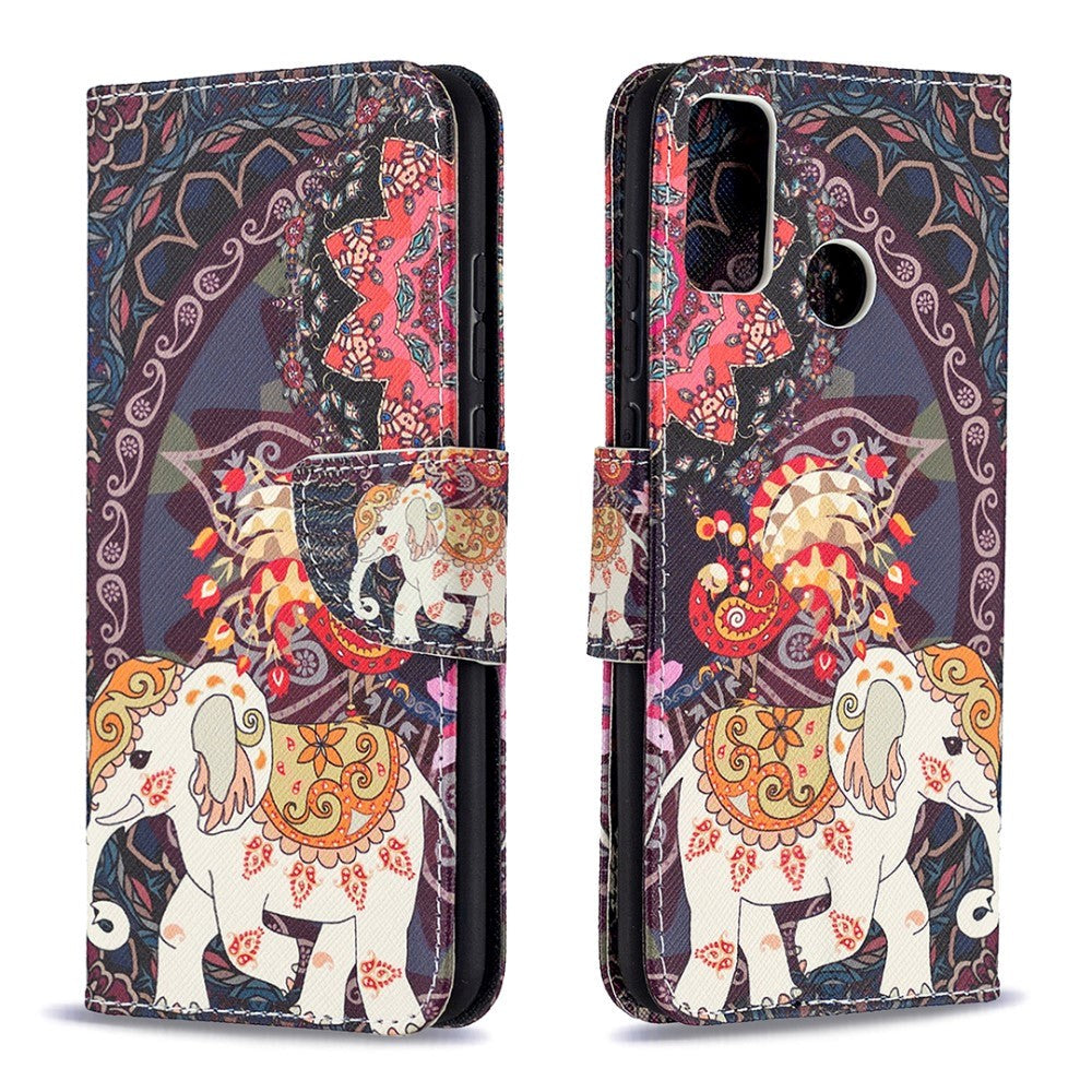 Huawei Honor 9X Lite lærdeksel m. Lommebok - Tribal Elephant