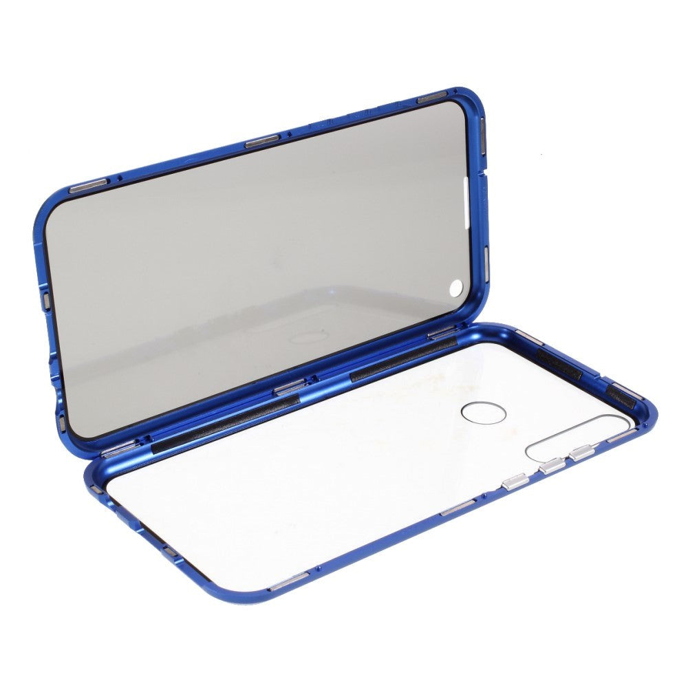 Huawei P40 Lite E magnetisk deksel m. Personvern, glass bak og front - svart / blå