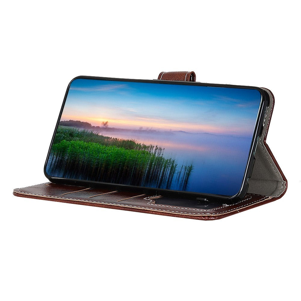 Huawei P Smart 2021 glanset skinndeksel m. Lommebok - Brun