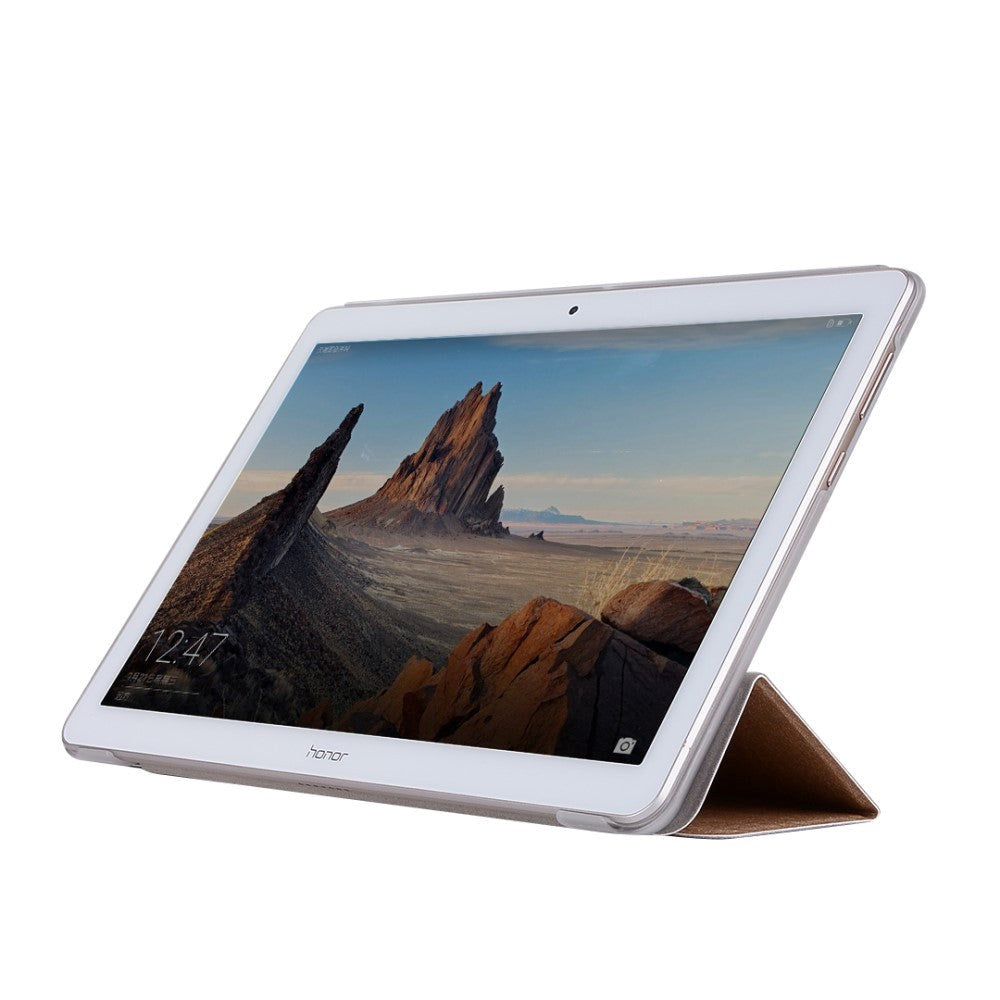 Huawei MediaPad T3 10 9,6-tommers deksel - linjer og gjennomsiktig bakside Tri-fold veske svart