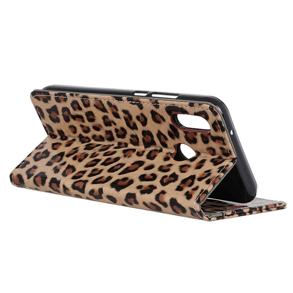 Motorola Moto E6 Plus Leoparddeksel m. Veske Brun