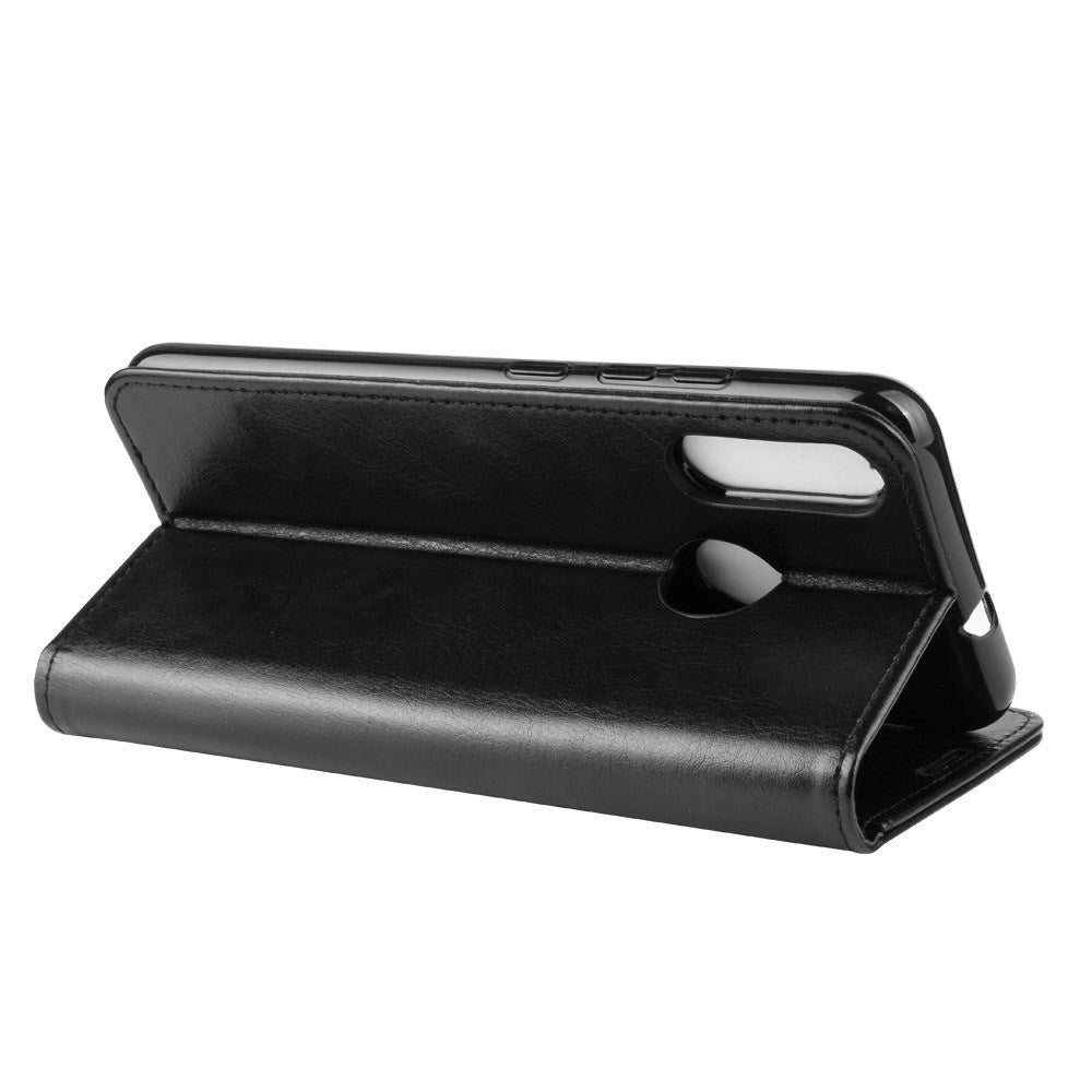 Motorola Moto E6 Plus Crazy Horse skinndeksel m. Lommebok Svart