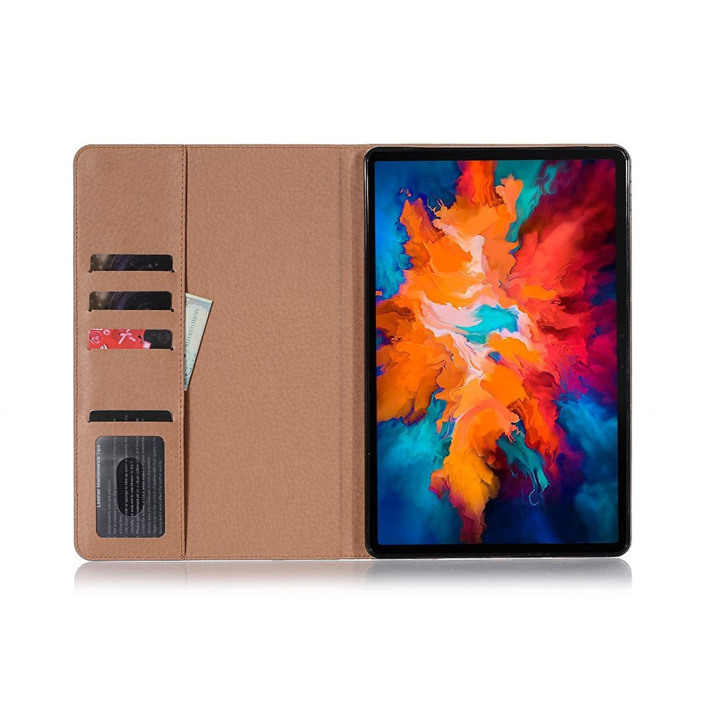 Lenovo Tab P11 Pro Leather Flip Cover m. Stativ og kortholder - Grå