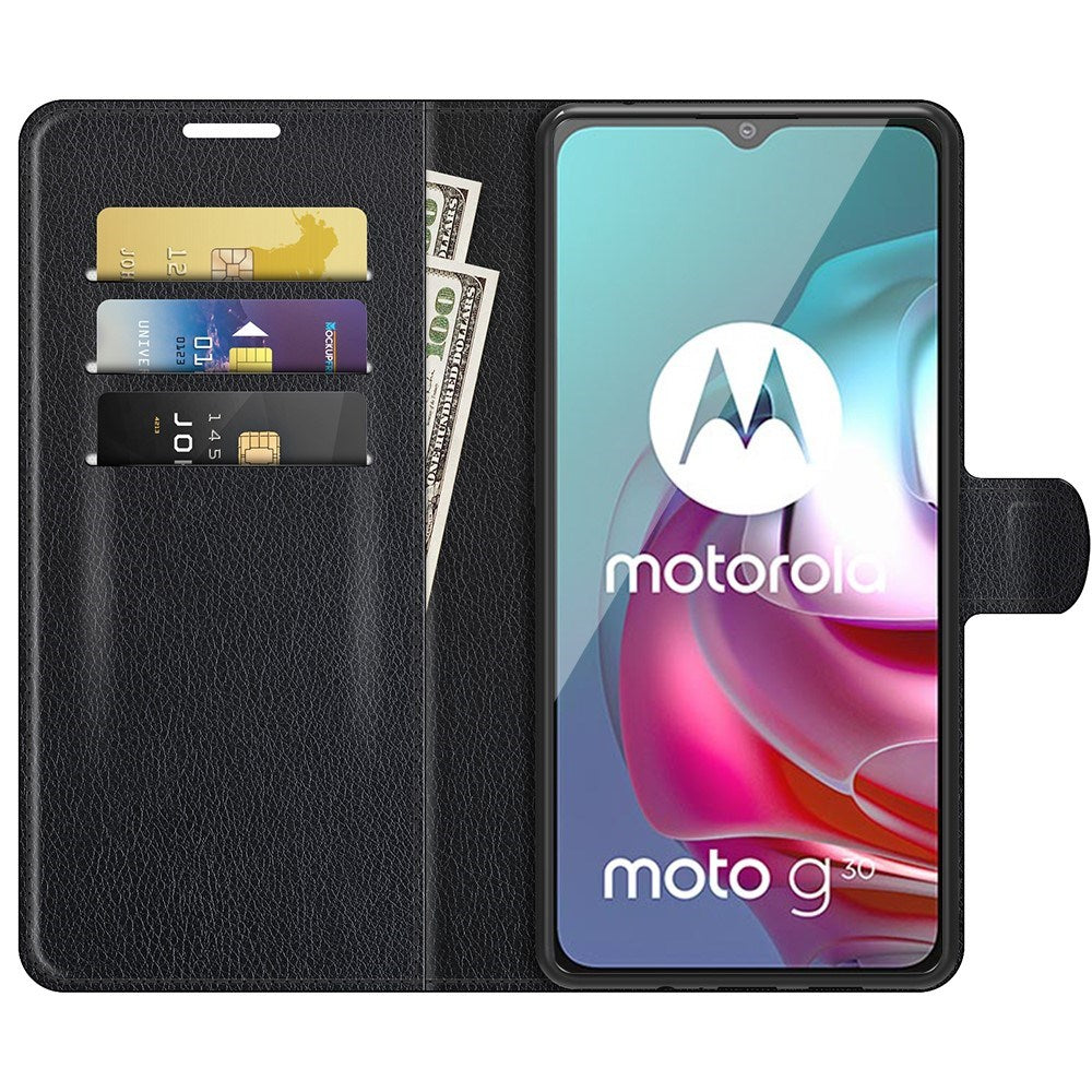 EIDERWOOD Motorola Moto G10 / G20 / G30 - Kunstlæder Flip Cover m. Kortholder & Stander - Sort