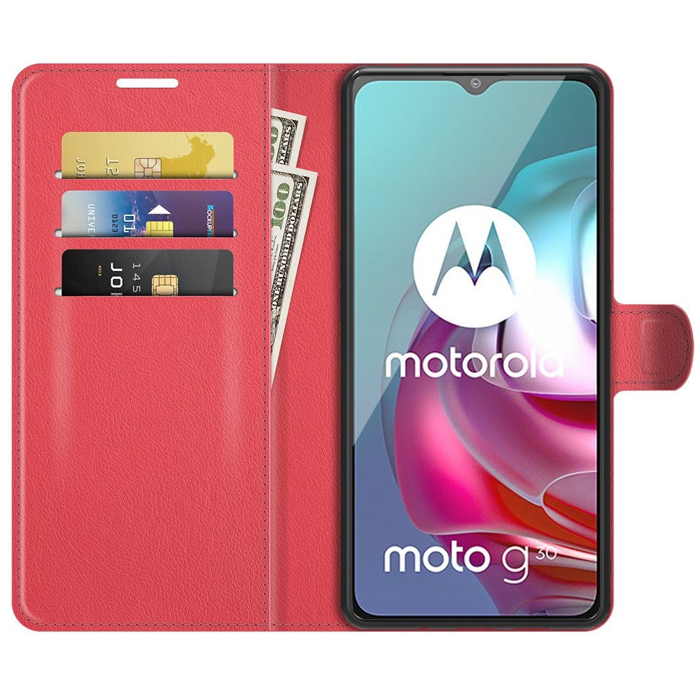 EIDERWOOD Motorola Moto G10 / G20 / G30 - Kunstlæder Flip Cover m. Kortholder & Stander - Rød