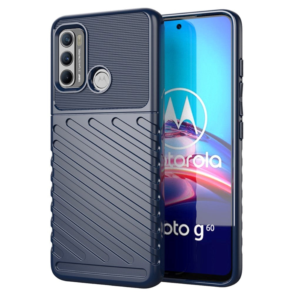 Motorola Moto G60 Thunder Series Twill Plast Bakdeksel - Blå