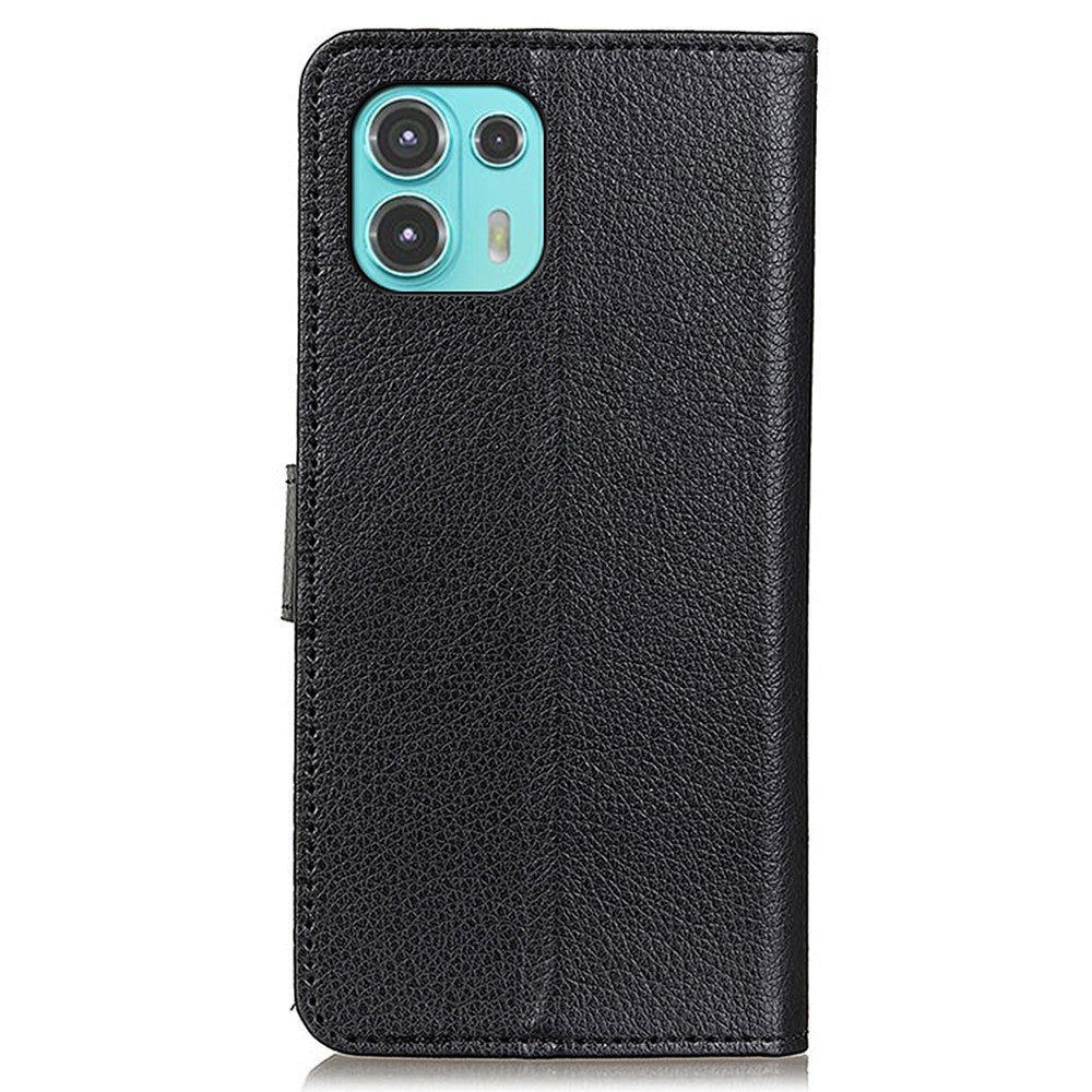 Motorola Edge 20 Lite Litchi Læder Tekstur Flip Cover m. Pung - Sort