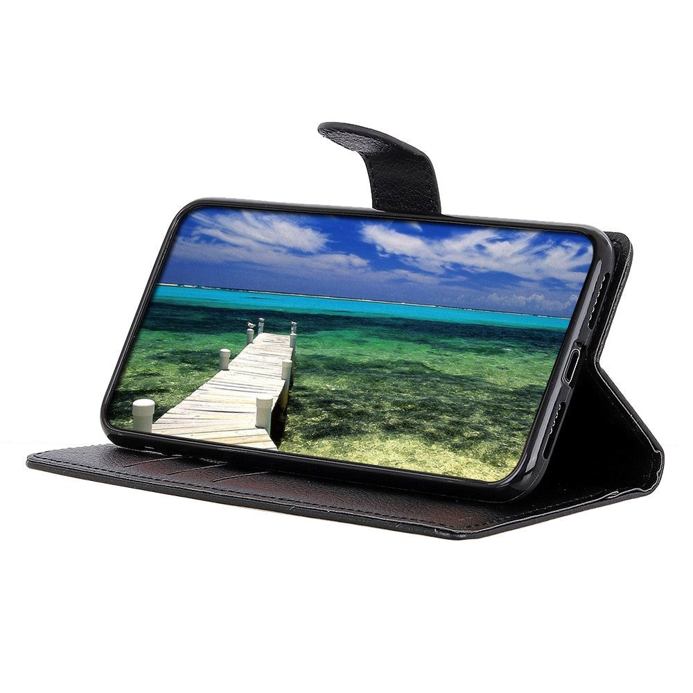 Motorola Edge 20 Lite Litchi Læder Tekstur Flip Cover m. Pung - Sort