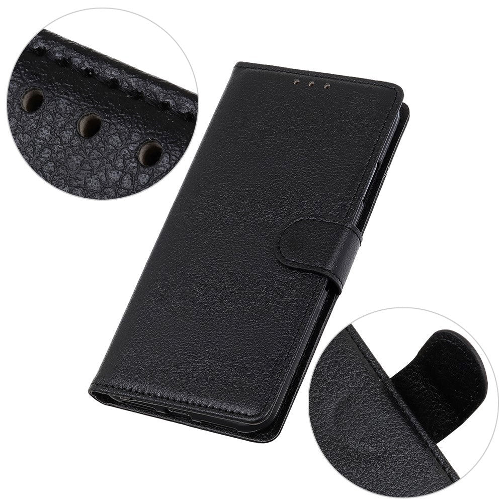 Motorola Edge 20 Lite Litchi Læder Tekstur Flip Cover m. Pung - Sort