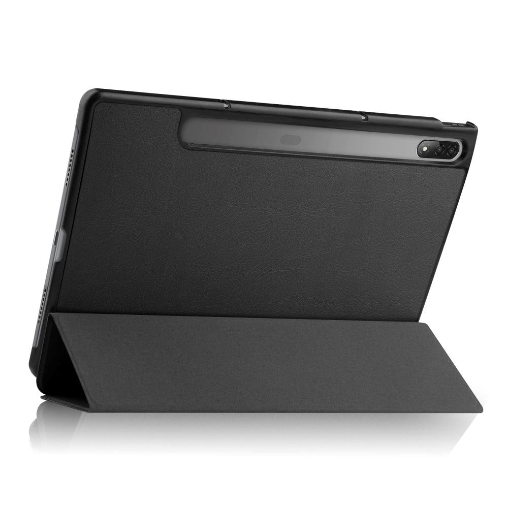Lenovo Tab P12 Pro Tri-Fold Leather Flip Cover - Svart