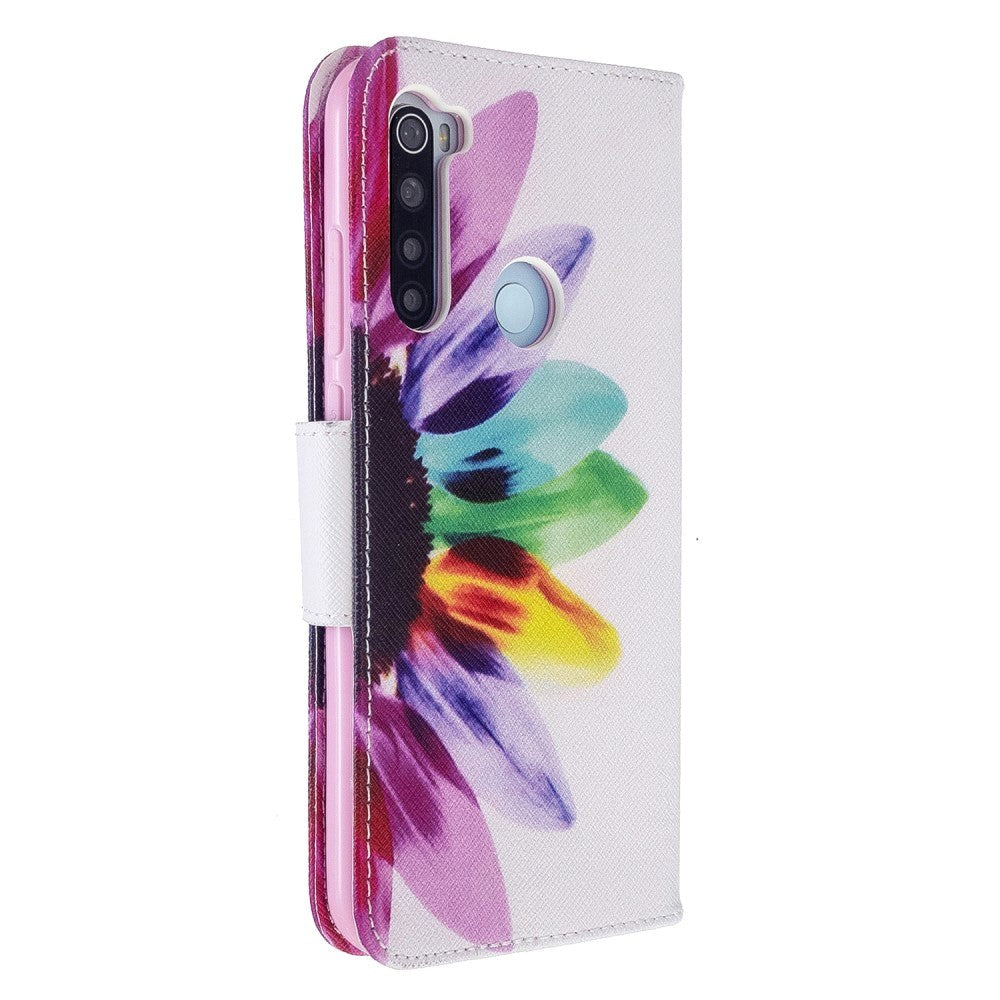 Xiaomi Redmi Note 8T skinndeksel m. Kortholder - Farget blomst