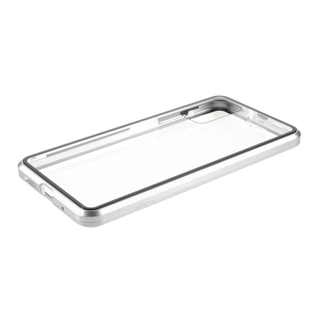 Xiaomi Poco M3 magnetisk metalldeksel m. Glass foran og bak - sølv