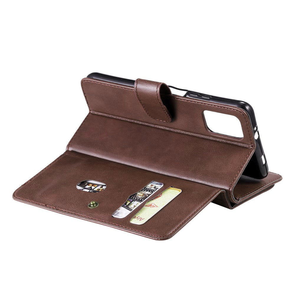 Xiaomi Poco M3 flippdeksel i skinn m. Stor kortholder - brun