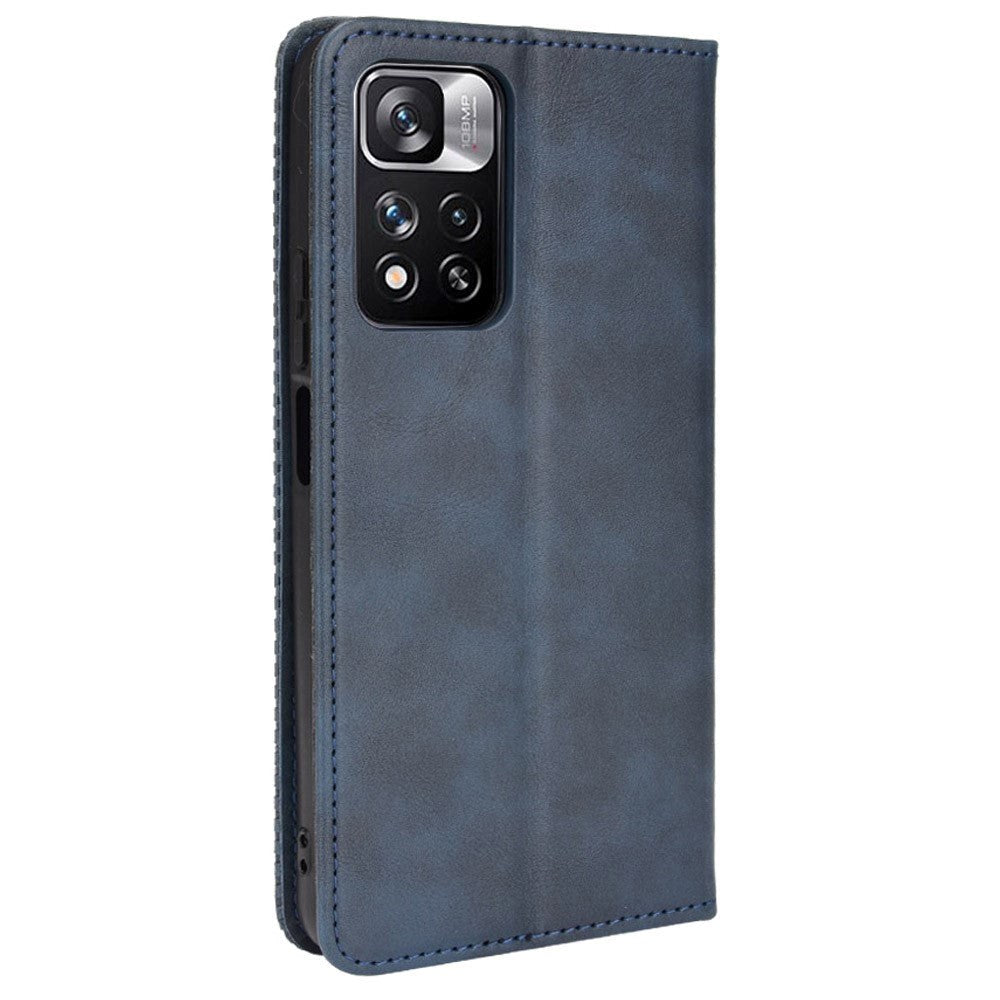 Xiaomi Redmi Note 11 Pro+ (pluss) Vintage Flip Cover W. Lommebok - Kunstskinn - Blå