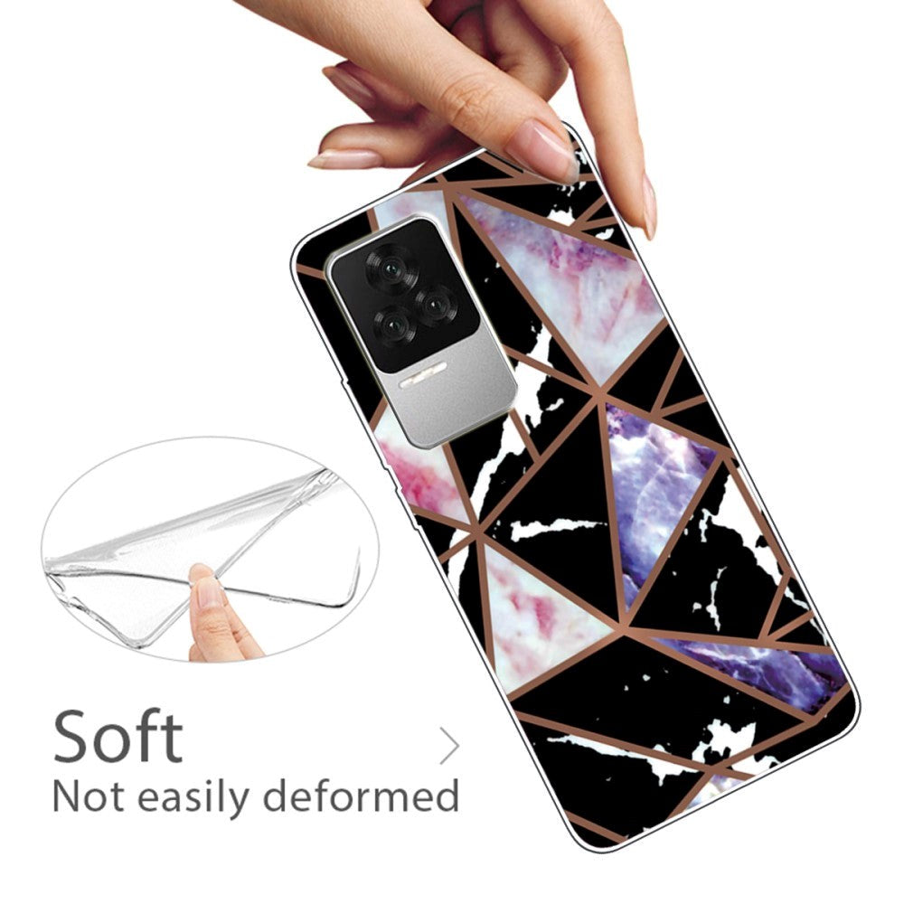 Xiaomi Poco F4 fleksibelt plastbakdeksel - svart marmor