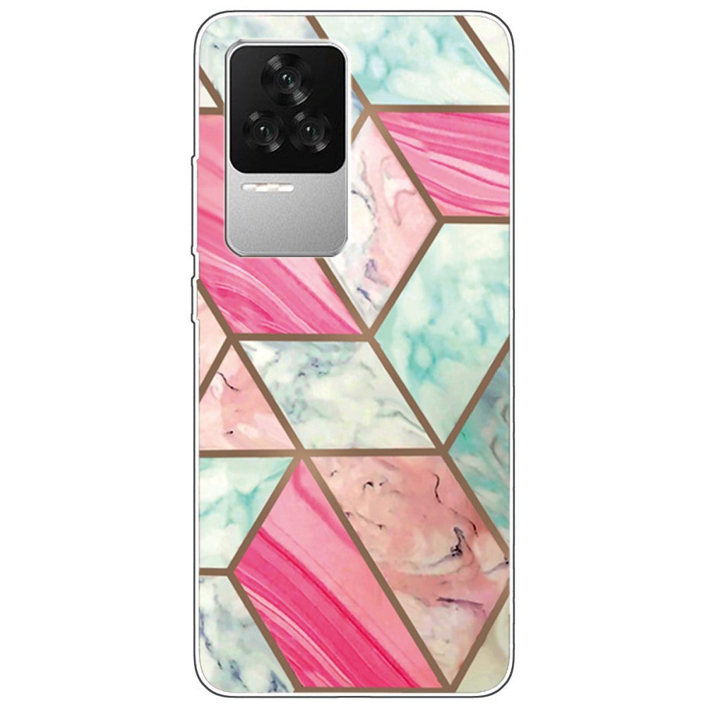 Xiaomi Poco F4 fleksibelt plastbakdeksel - rosa marmor