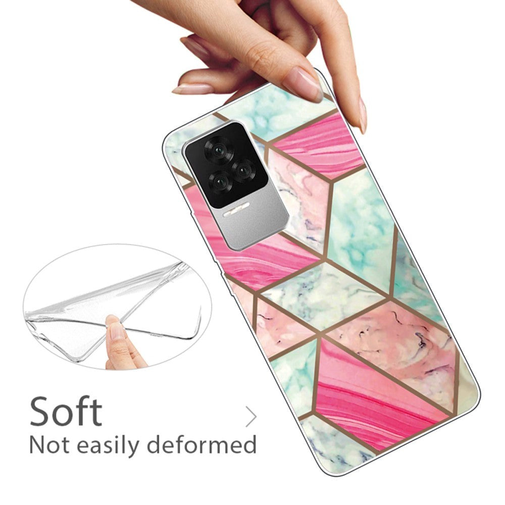 Xiaomi Poco F4 fleksibelt plastbakdeksel - rosa marmor