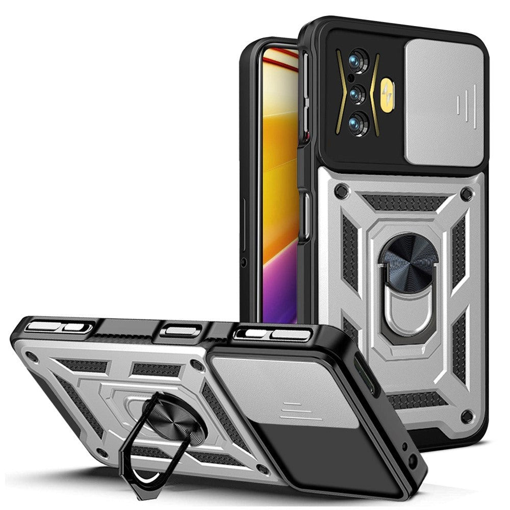 Xiaomi Poco F4 GT Craftsman Bakdeksel m. Magnetisk Kickstand & Cam Slider - Sølv