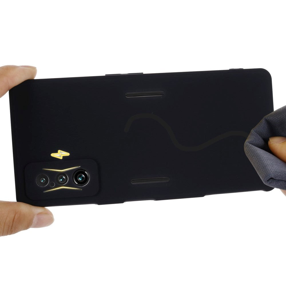 Xiaomi Poco F4 GT flytende silikon bakdeksel m. Stropp - Svart