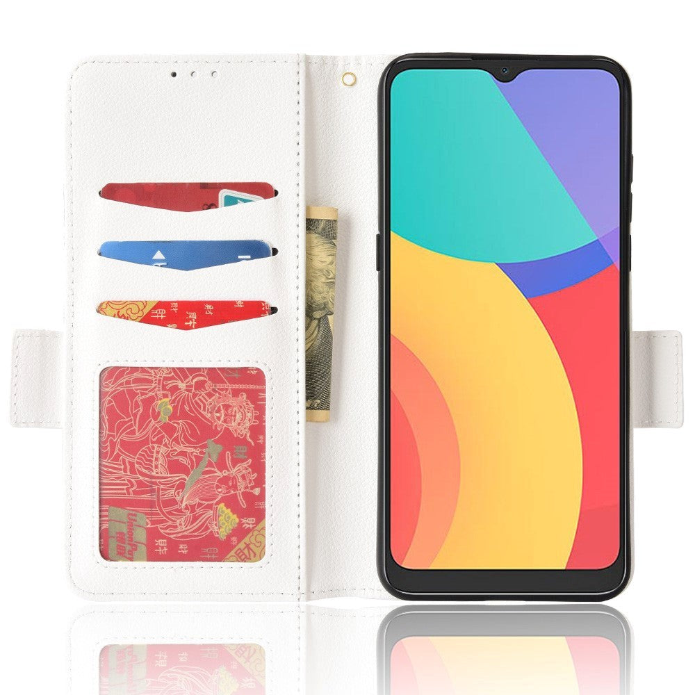 Alcatel 1S (2021) / 3L (2021) PU Litchi Leather Flip Cover m. Lommebok - Hvit