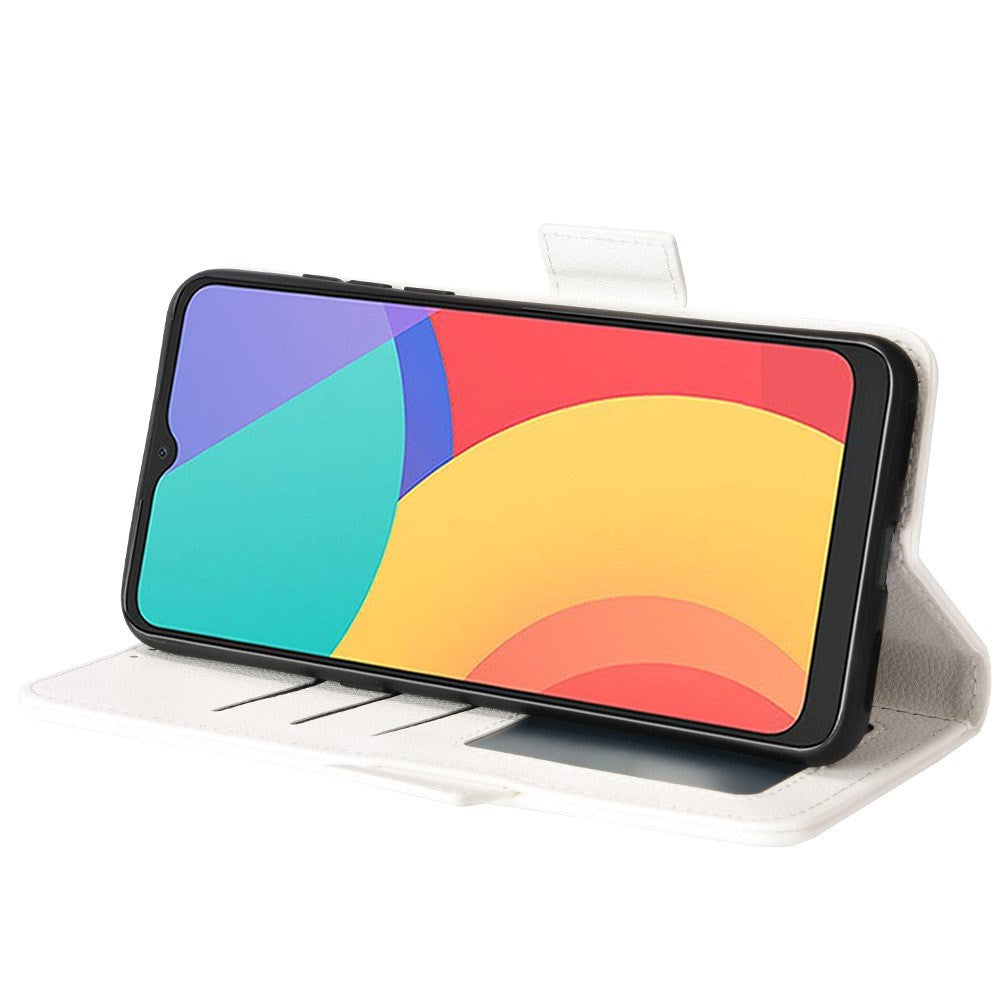 Alcatel 1S (2021) / 3L (2021) PU Litchi Leather Flip Cover m. Lommebok - Hvit