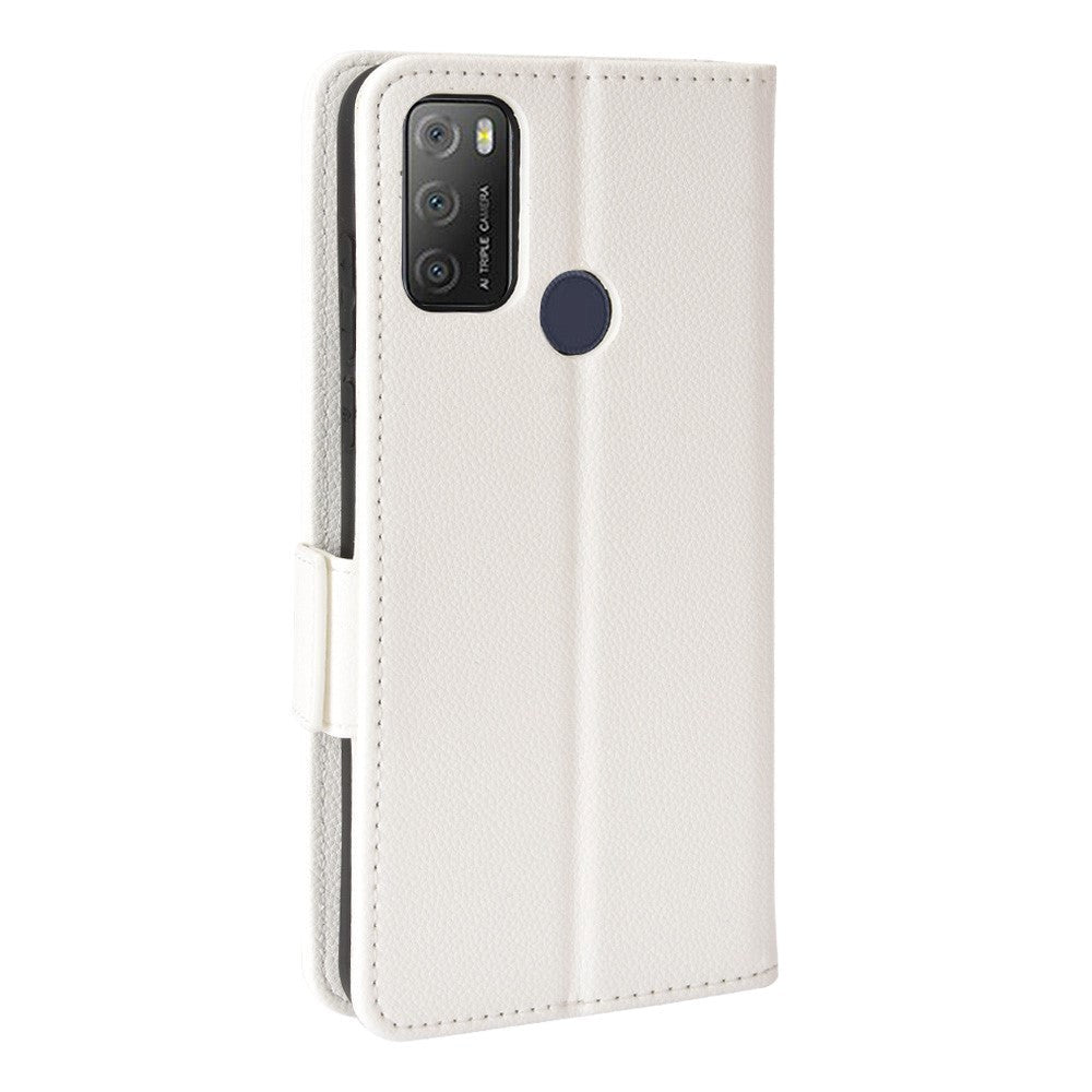 Alcatel 1S (2021) / 3L (2021) PU Litchi Leather Flip Cover m. Lommebok - Hvit