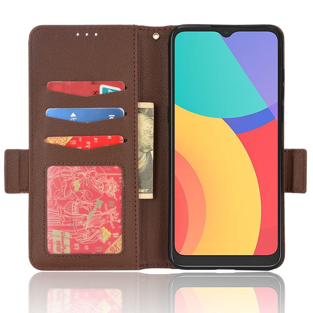 Alcatel 1S (2021) / 3L (2021) PU Litchi Leather Flip Cover m. Lommebok - Brun